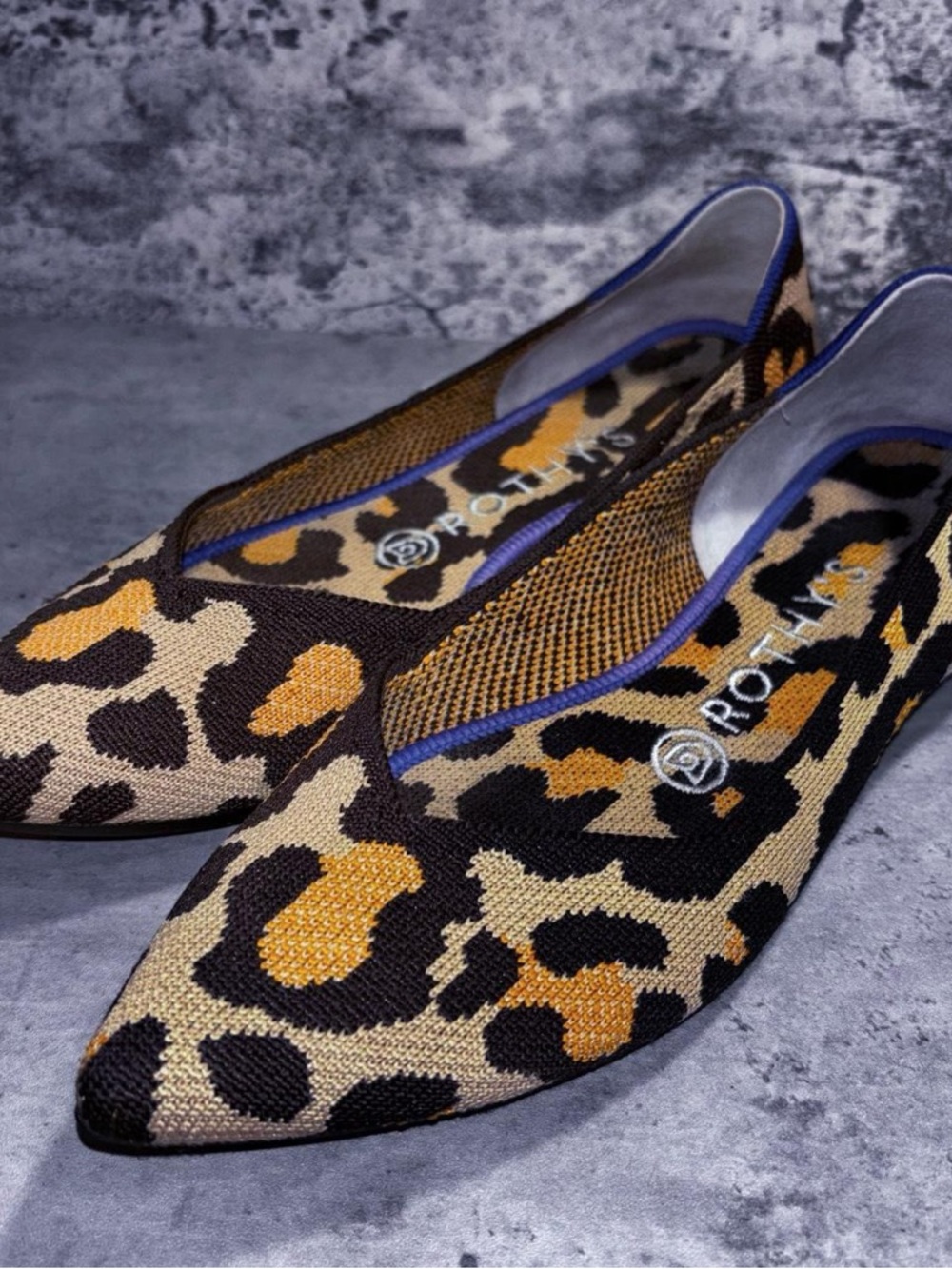 ROTHY'S  Pointy Toe  Leopard Print Flats Women's Size 8